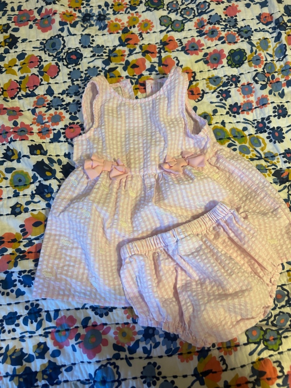 crown & ivy Baby Pink Gingham Dress Set